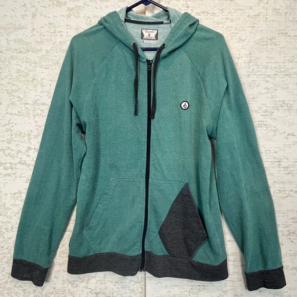 Volcom Corpo Class Green Sweatshirt Hoodie Zip Up Medium Grunge Streetwear - Picture 1 of 16